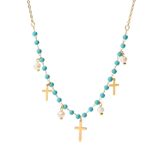 Teal-Pearly Necklace